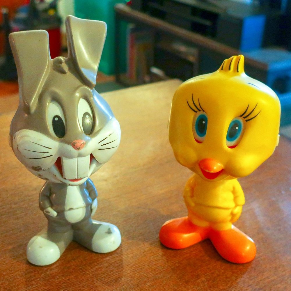 Vintage 1976 Mattel Pull String Tweety Bird and Bugs Bunny